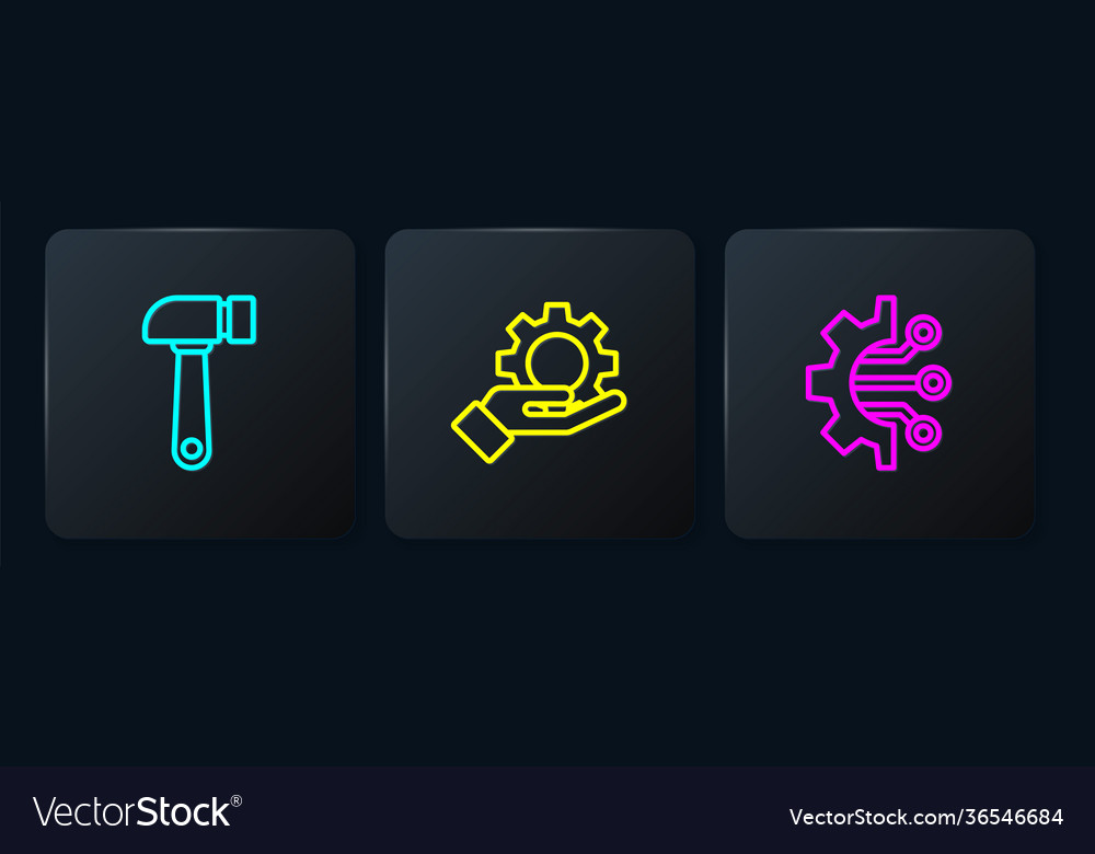Set line hammer algorithm and settings vector image Set line hammer algorithm and settings