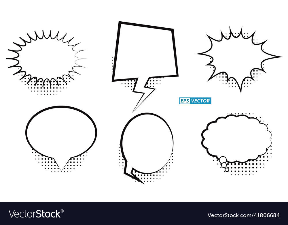 Set of comic bubbles template or black white