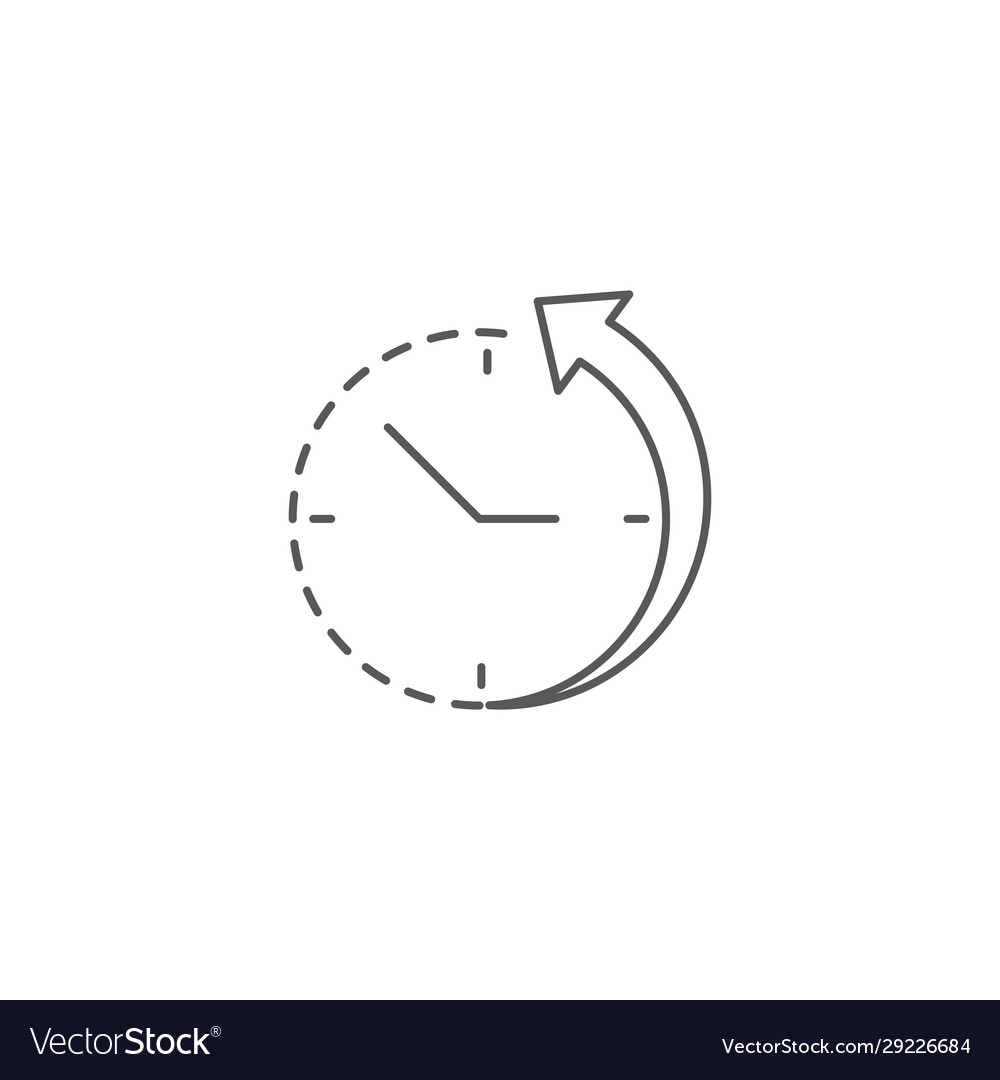 Time back symbol icon isolated on white background