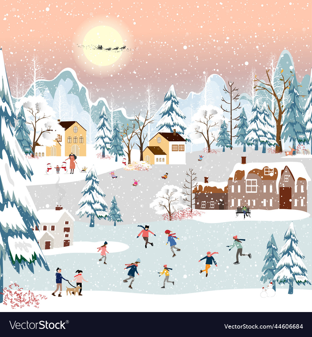 Winter Weihnachtsszene mit Kindern