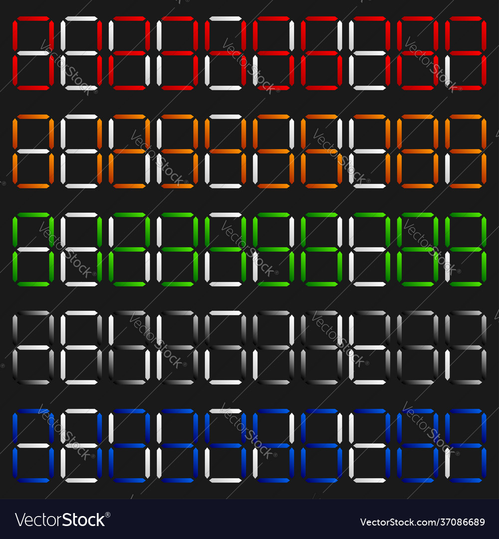 Digital display digits numbers numberals vector image Digital display digits numbers numberals