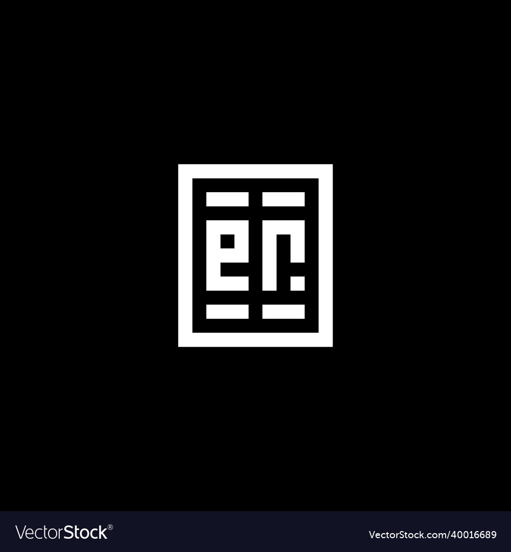 Er initial logo with square rectangular shape Vector Image Er initial logo with square rectangular shape