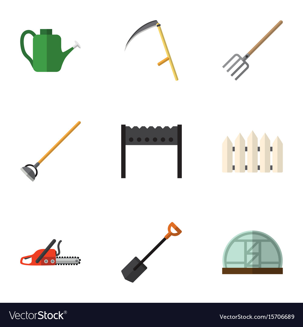 Flat icon farm set of tool hacksaw bailer Vector Image