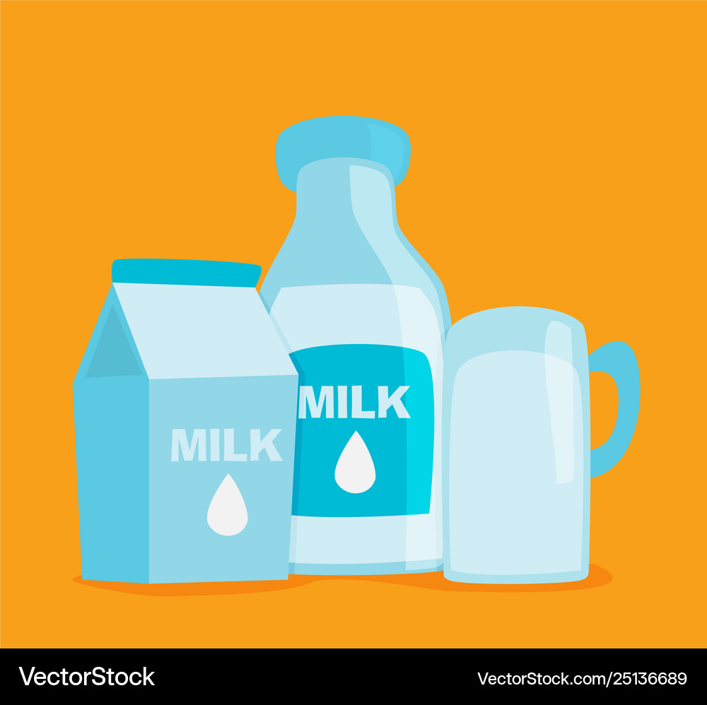 Flat milk icon set isolated on color background Vector Image