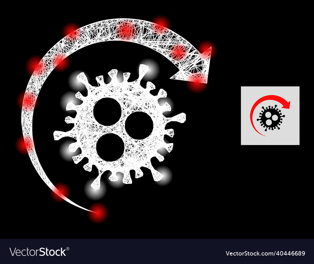 Glossy net mesh virus return icon with light spots vector image Glossy net mesh virus return icon with light spots