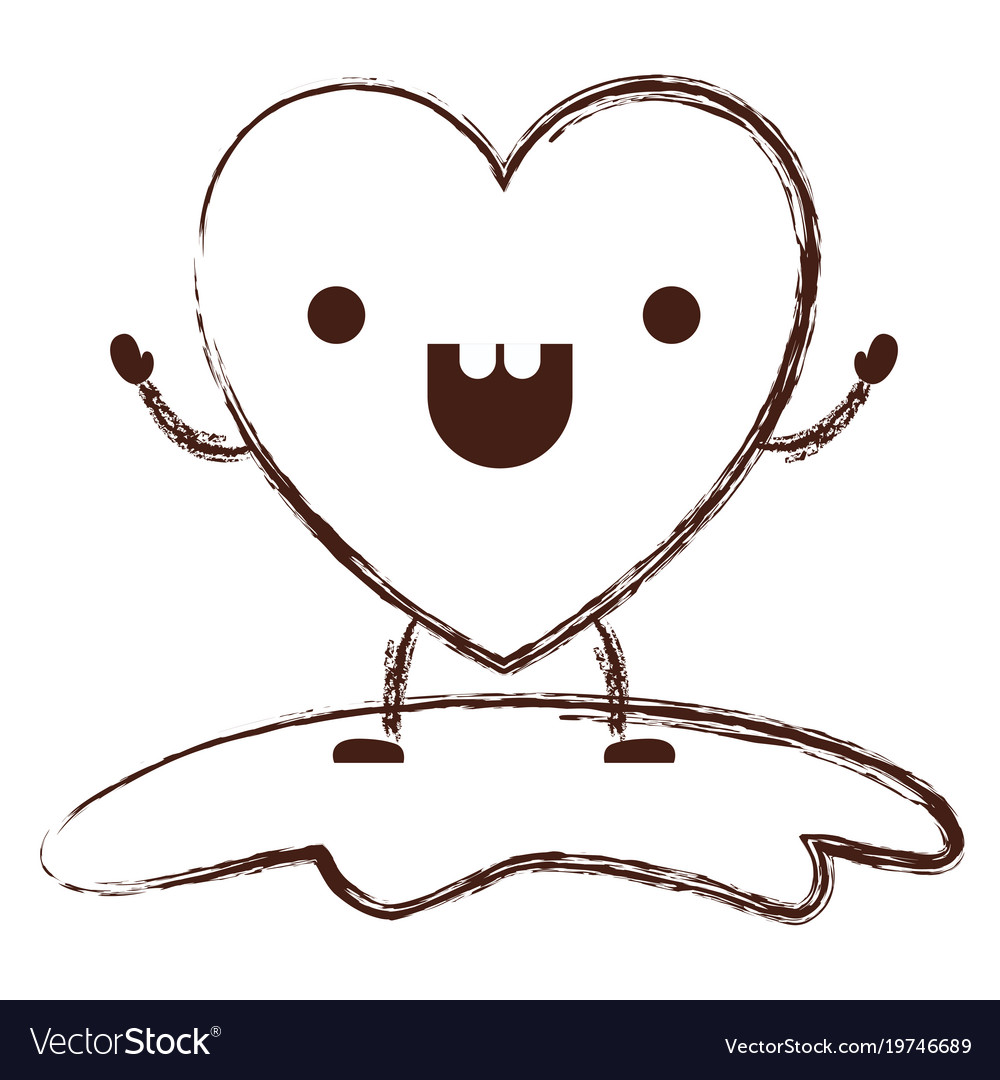 Heart character kawaii with cheerful expression