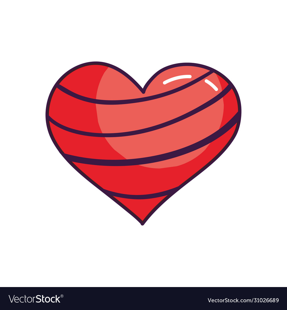Heart with cute lines design line color style