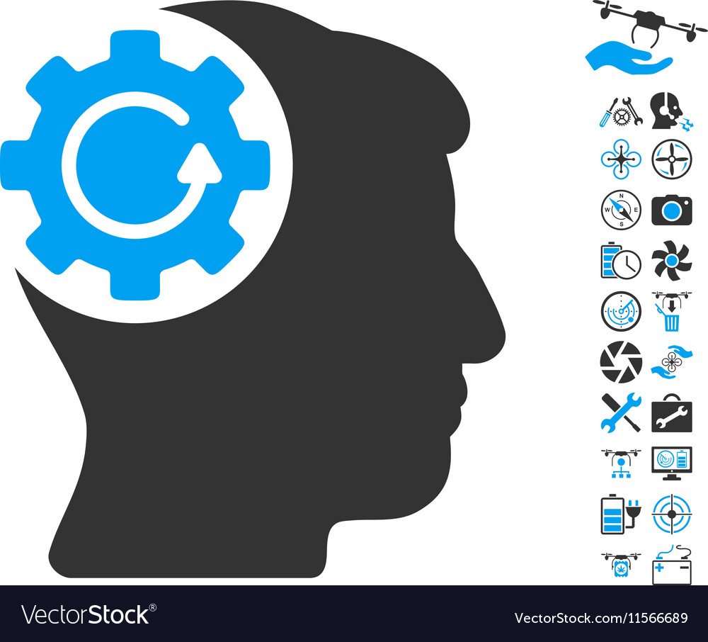Intellect gear rotation icon with copter tools