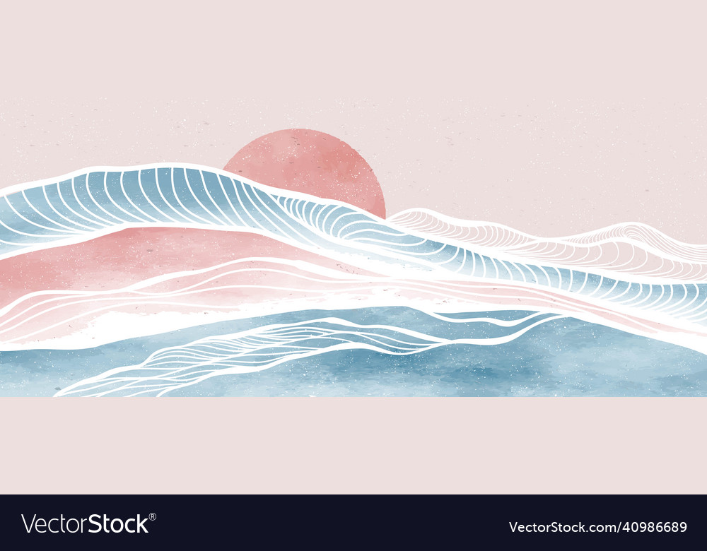 Ocean wave background creative minimalist modern Vector Image