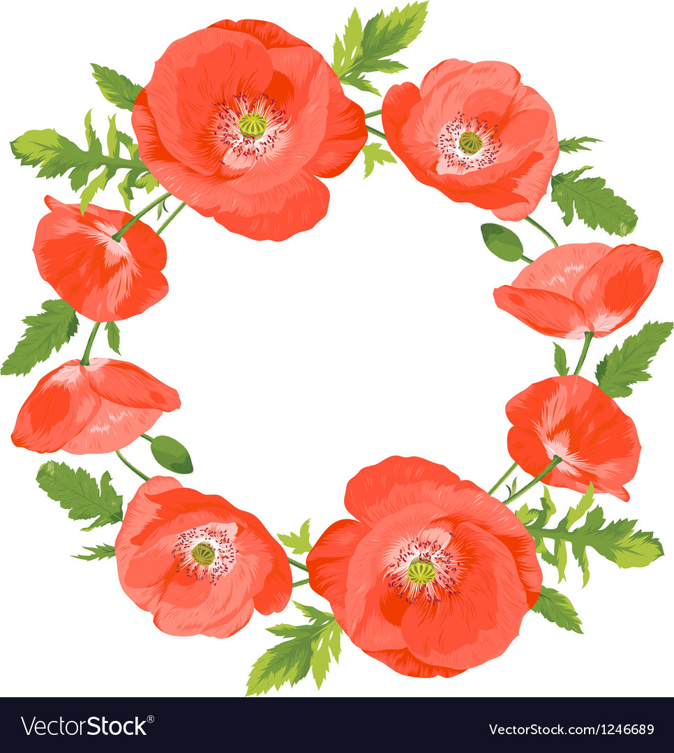 Download Poppies wreath Royalty Free Vector Image - VectorStock