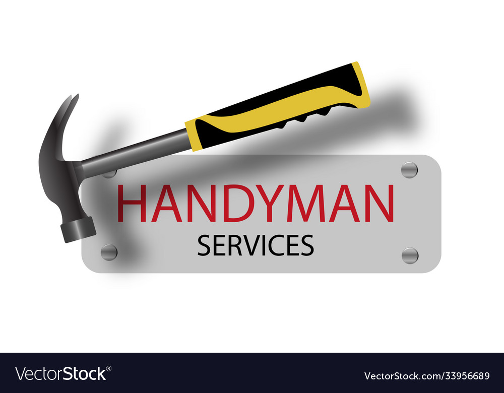 Professional handyman services logo hammer a sign