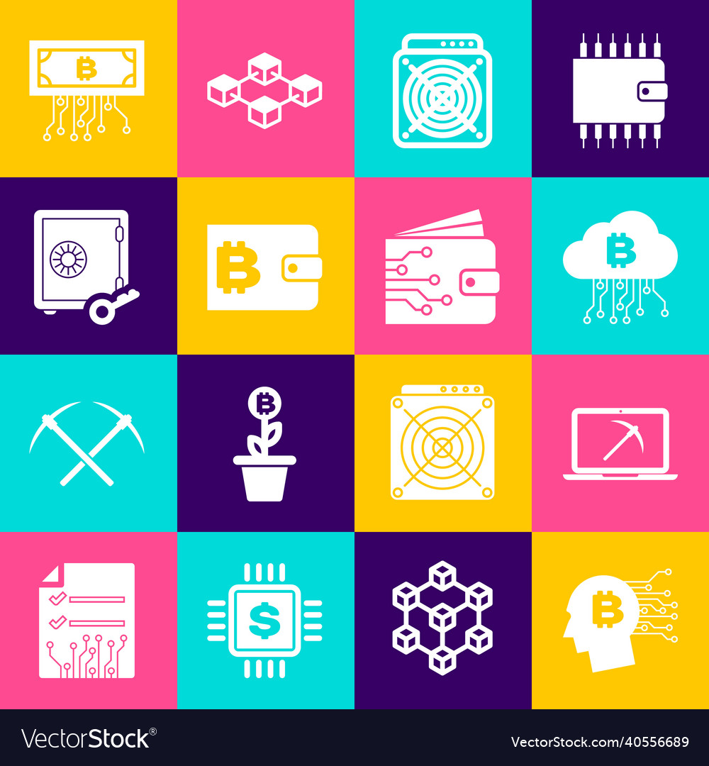 Set bitcoin think mining with laptop and pickaxe