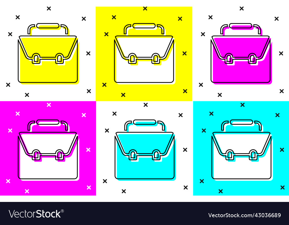 Set briefcase icon isolated on color background vector image Set briefcase icon isolated on color background