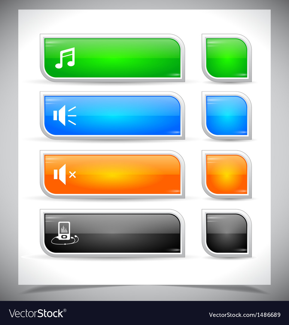 Set of color plastic buttons for web
