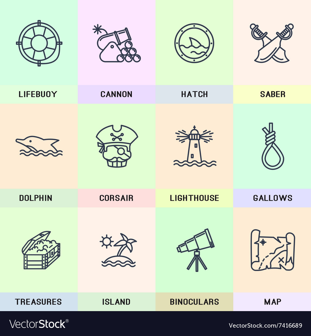 Set of line icons in the flat style
