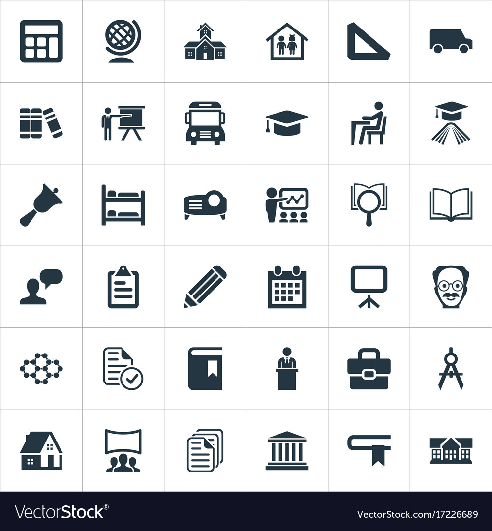 Set of simple school icons