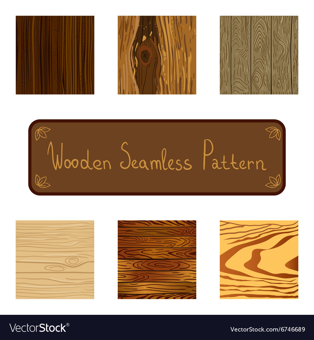 Set of wooden seamless pattern