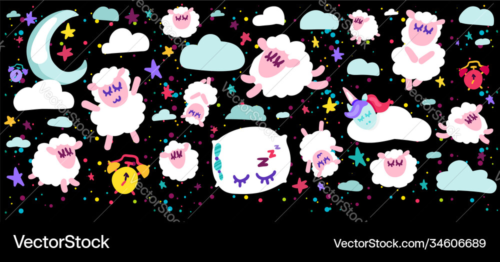 Sleeping sheep set Royalty Free Vector Image - VectorStock