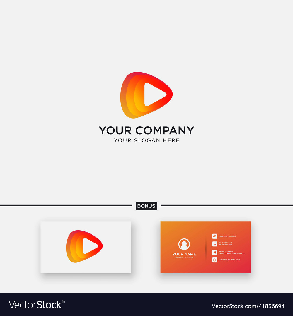 Abstract play button logo design modern gradient
