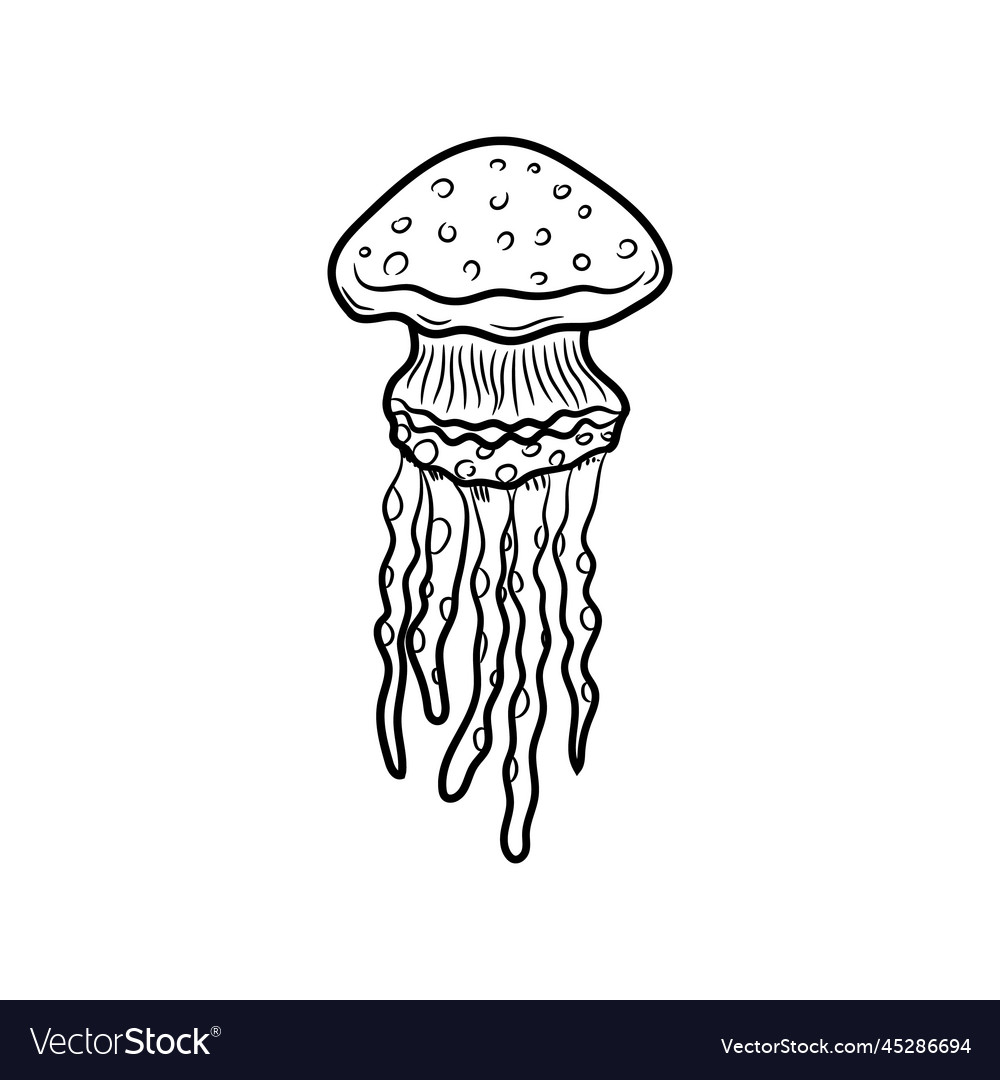 Beautiful hand drawn fashion jellyfish icon