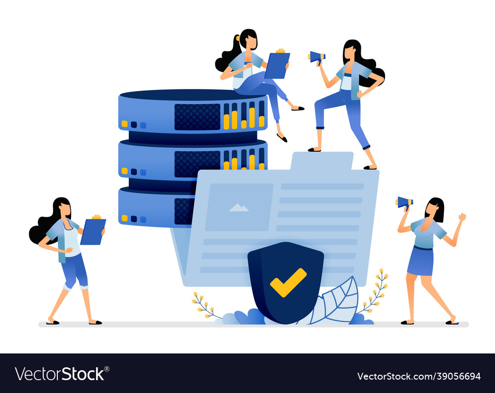 Big data database organized in folders protected vector image Big data database organized in folders protected