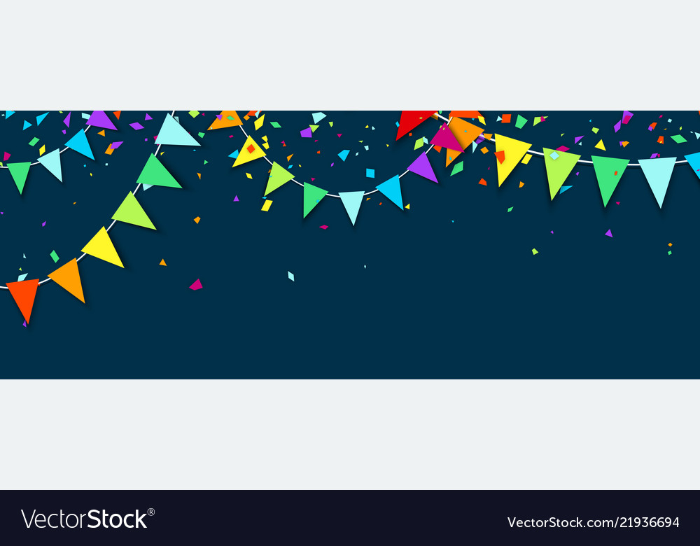 Blue Holiday Banner With Colorful Flags And Vector Image