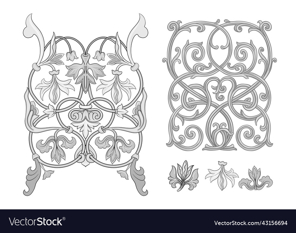 Byzantine traditional historical floral motifs Vector Image