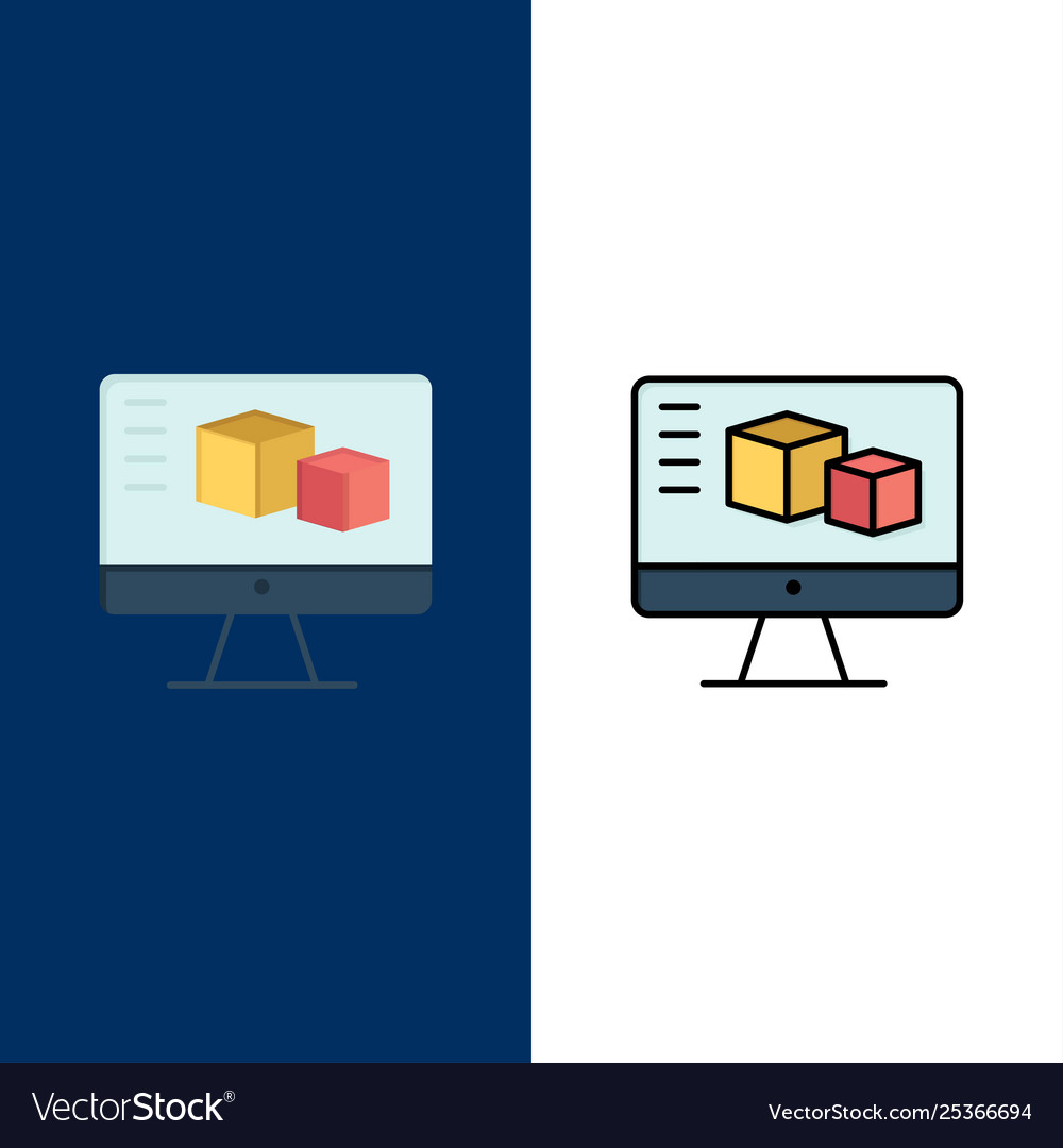 Computer monitor box computing icons flat