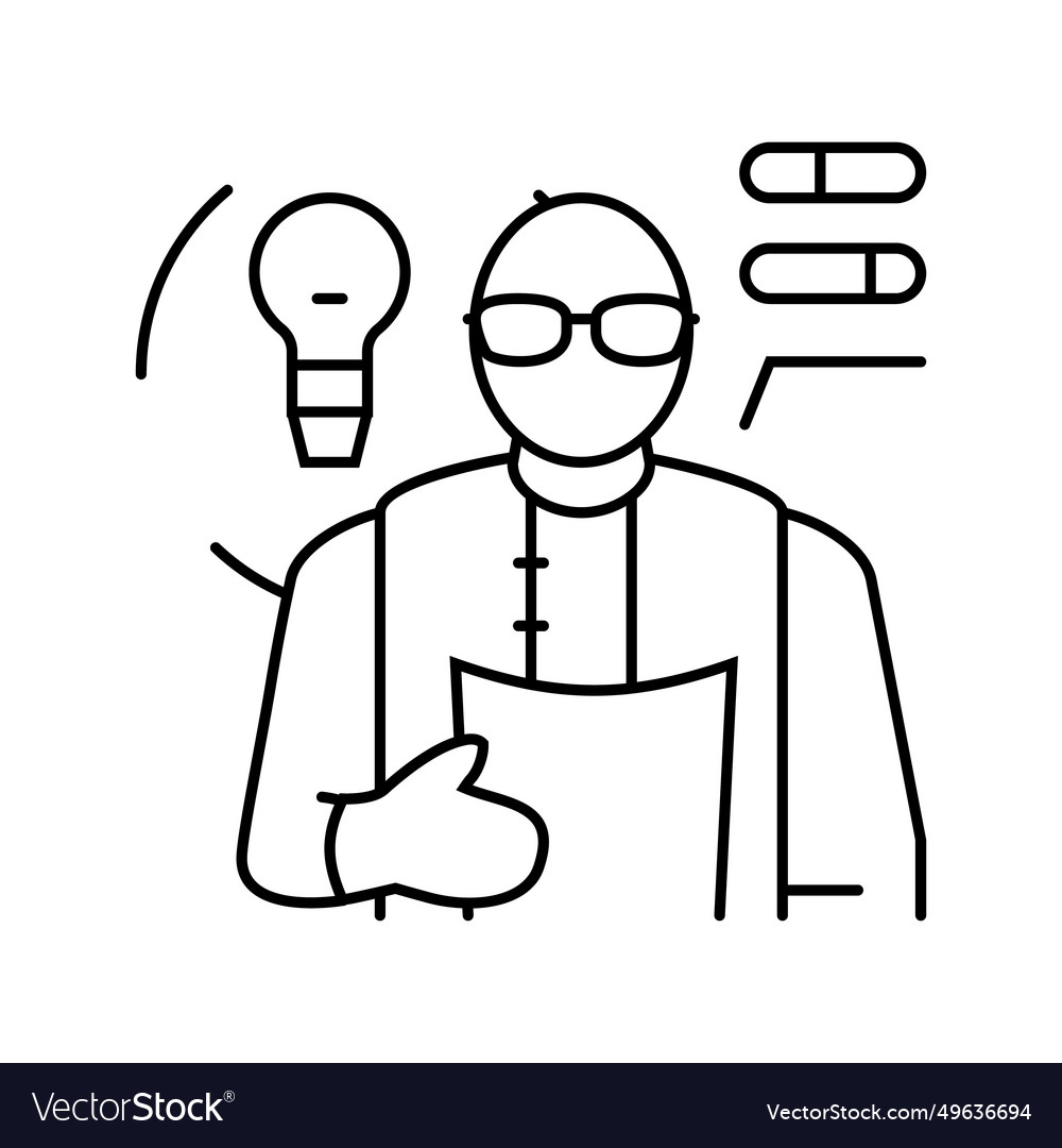 Developer scientist worker line icon Vector Image Developer scientist worker line icon