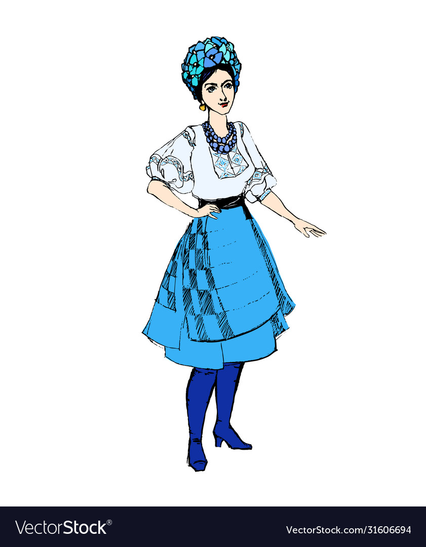 Mädchen in blau traditionelle Kostümkleidung