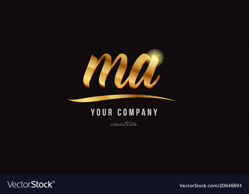 Gold alphabet letter ma m a logo combination icon