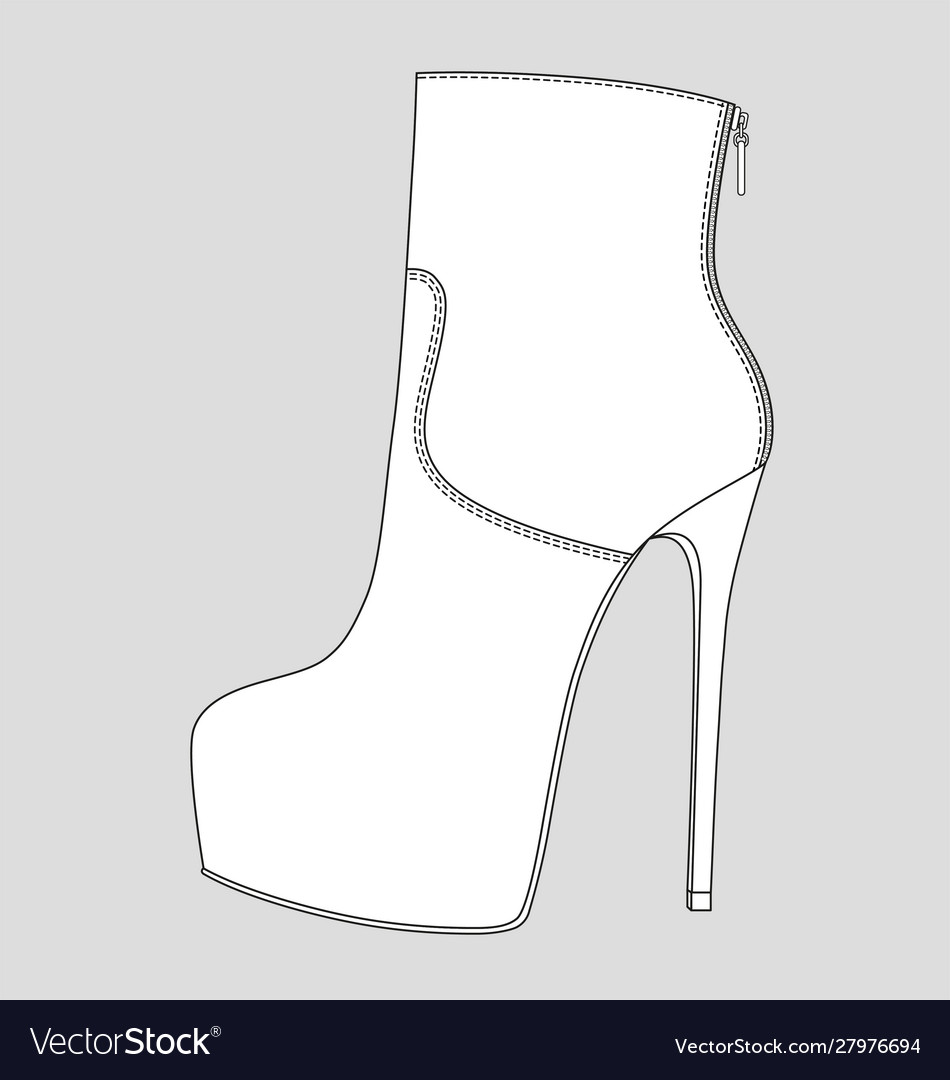 High heels ankle boot fashion flat template Vector Image Regarding High Heel Template For Cards