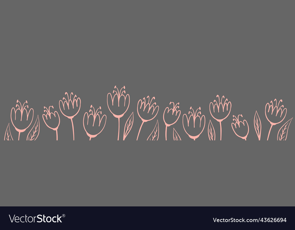 Horizontal border with doodle flowers