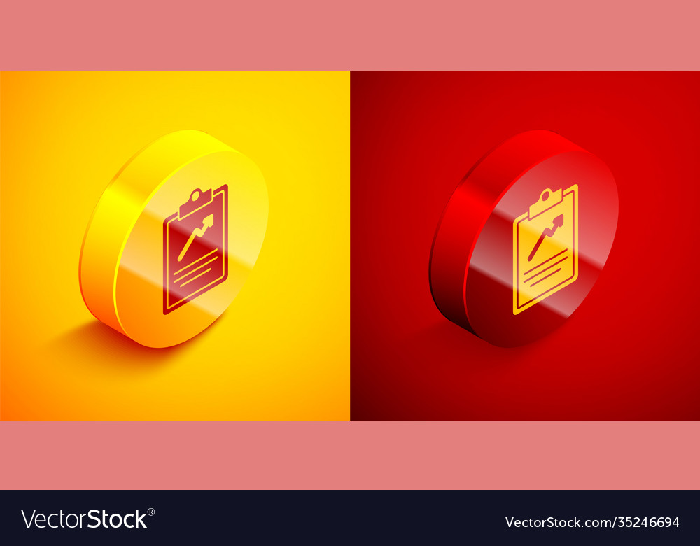 Isometric clipboard with graph chart icon isolated