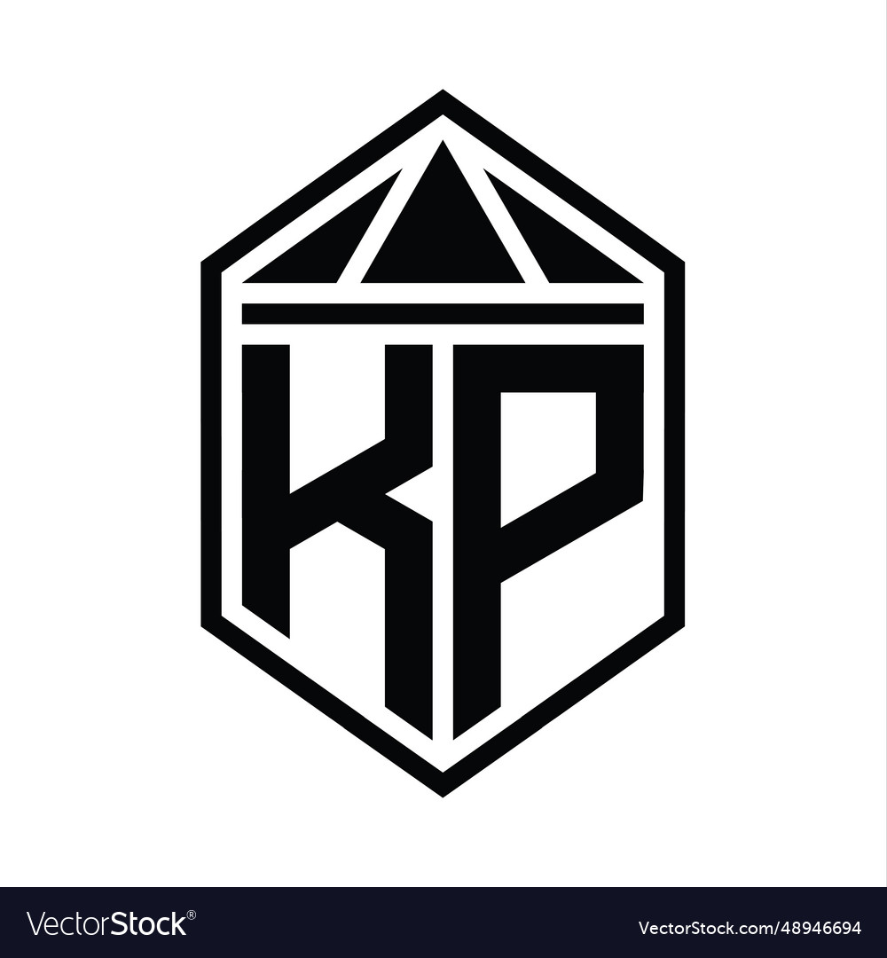 Kp letter logo monogram simple hexagon shield Vector Image