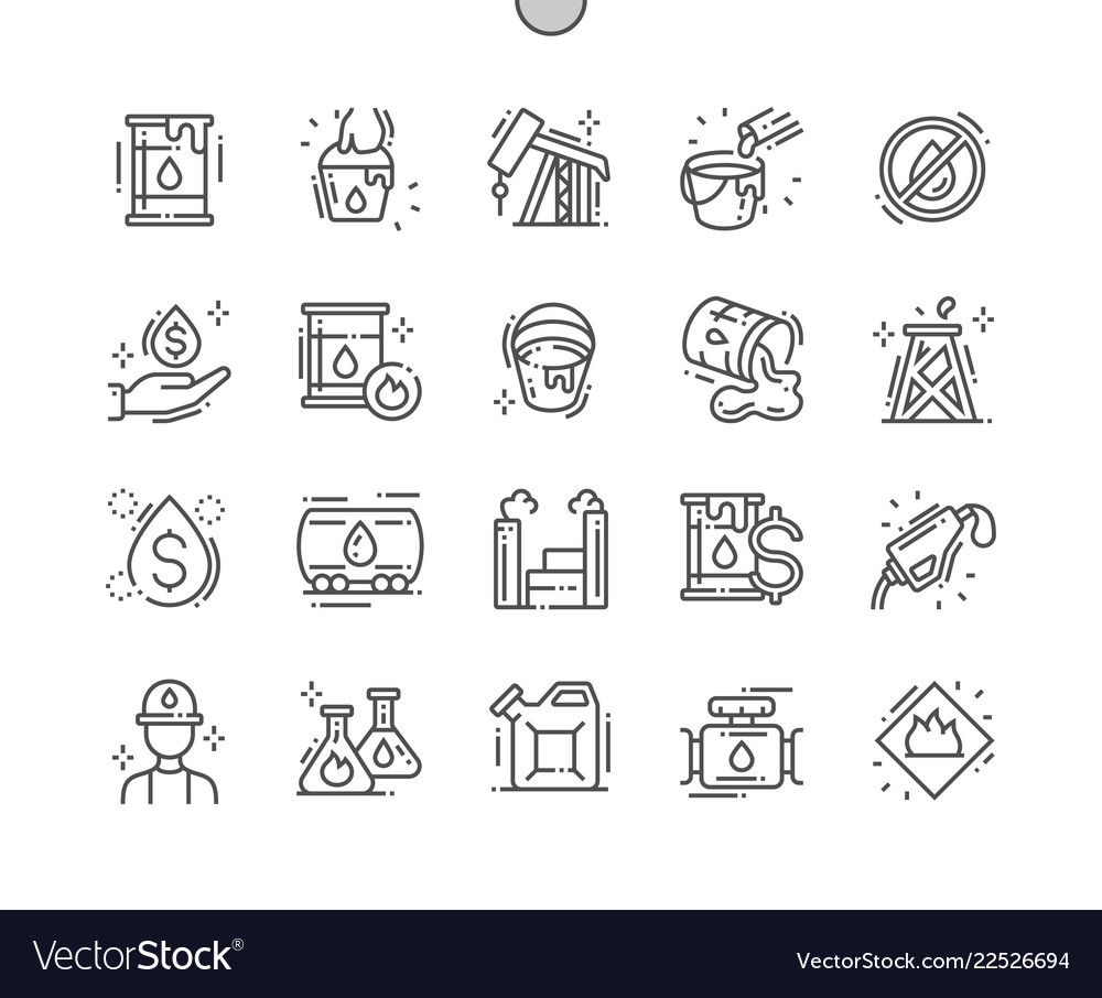 Erdölindustrie Dünne Linie Icons