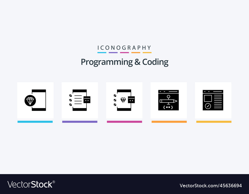 Programming and coding glyph 5 icon pack