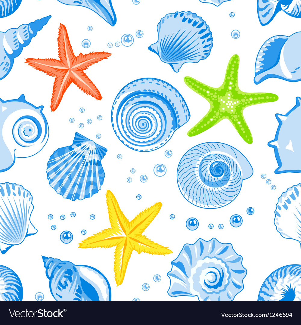 Seashells seamless pattern Royalty Free Vector Image