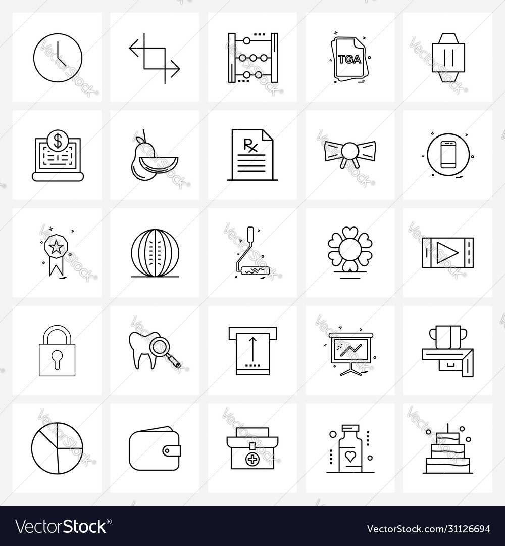 Set 25 simple line icons device files