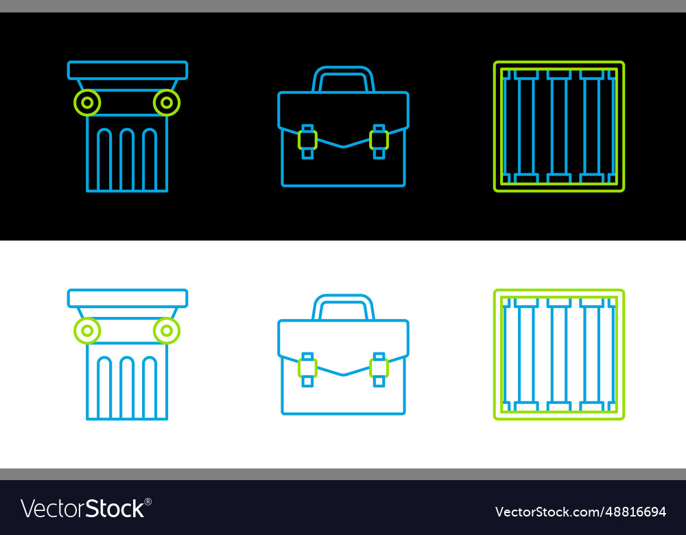 Set line prison window law pillar and briefcase