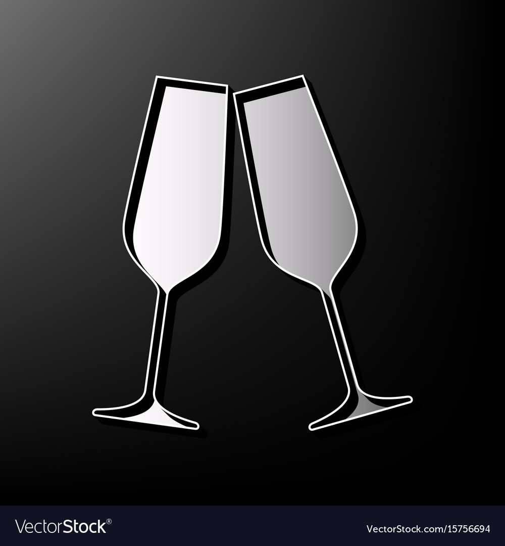 Sparkling champagne glasses gray 3d Royalty Free Vector