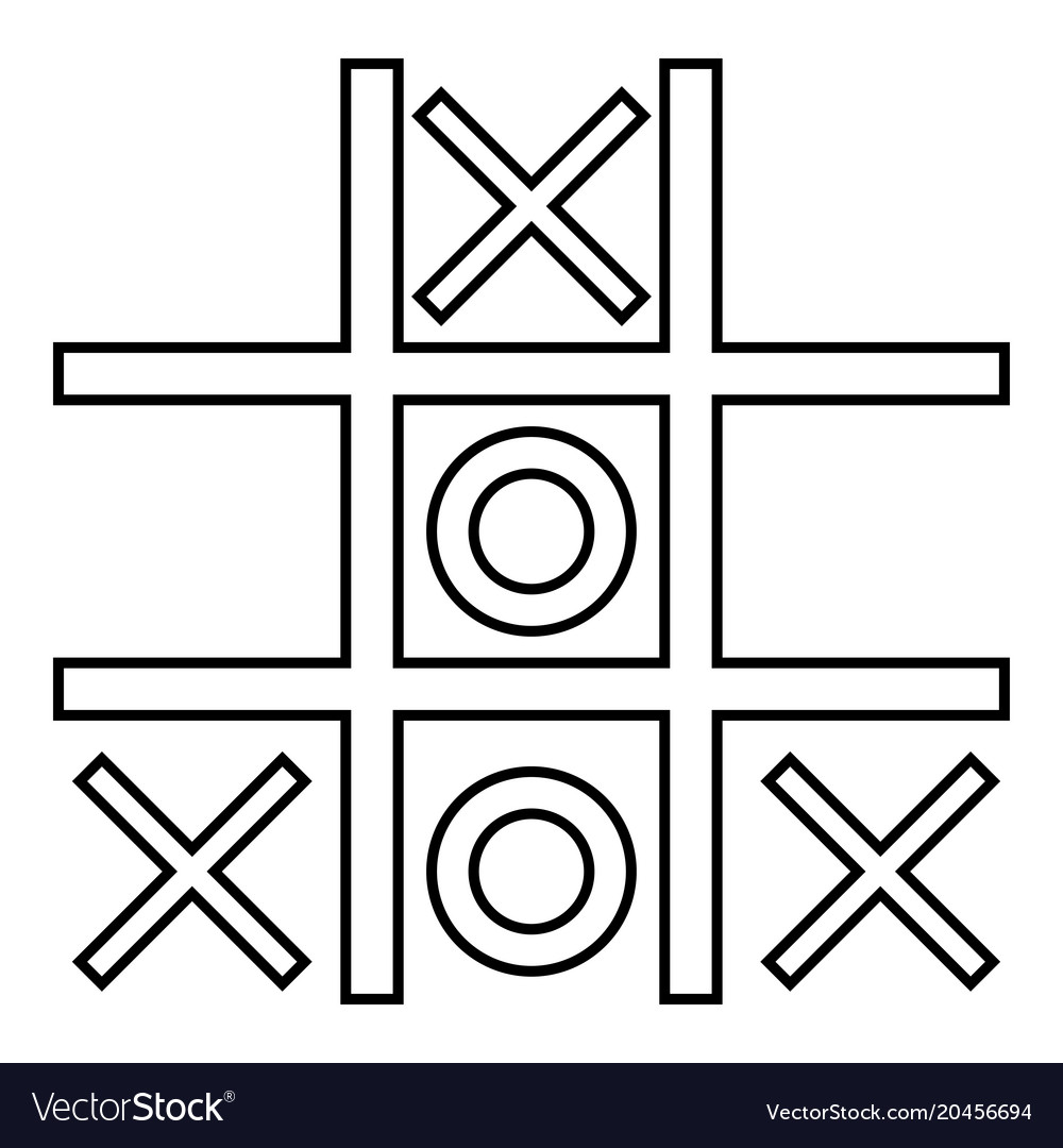 Tic tac toe game icon black color flat style Vector Image, tic tac toe game  