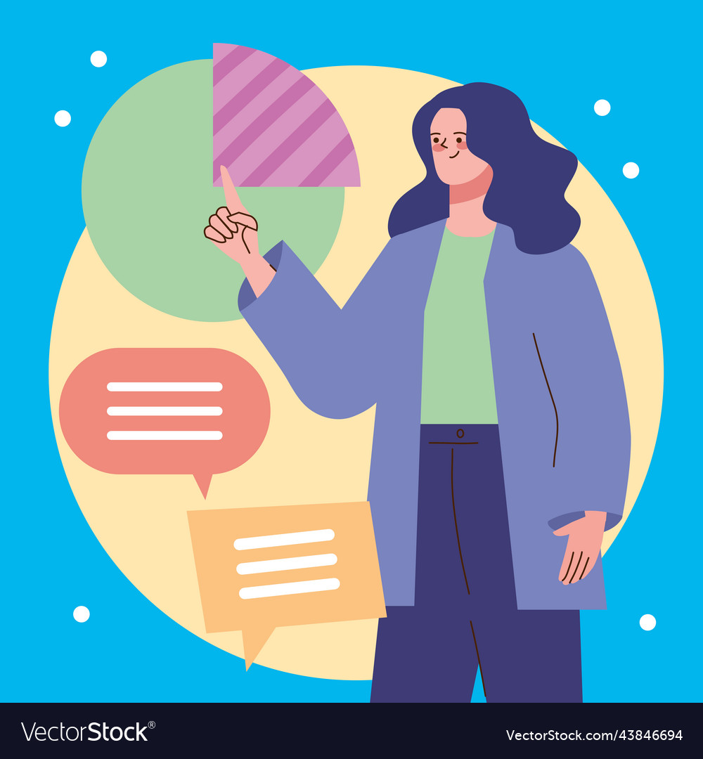 Woman with speech bubbles