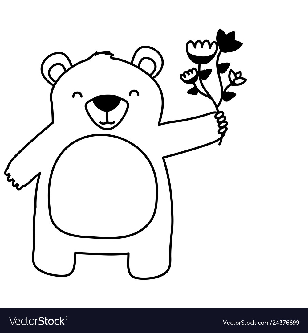 Baby bear with flowers