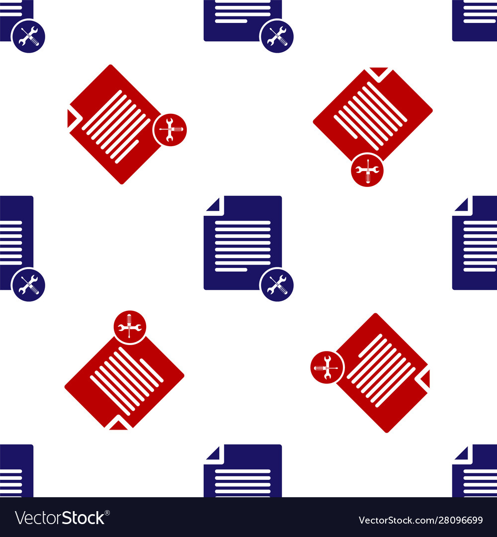 Blue and red file document with screwdriver vector image Blue and red file document with screwdriver