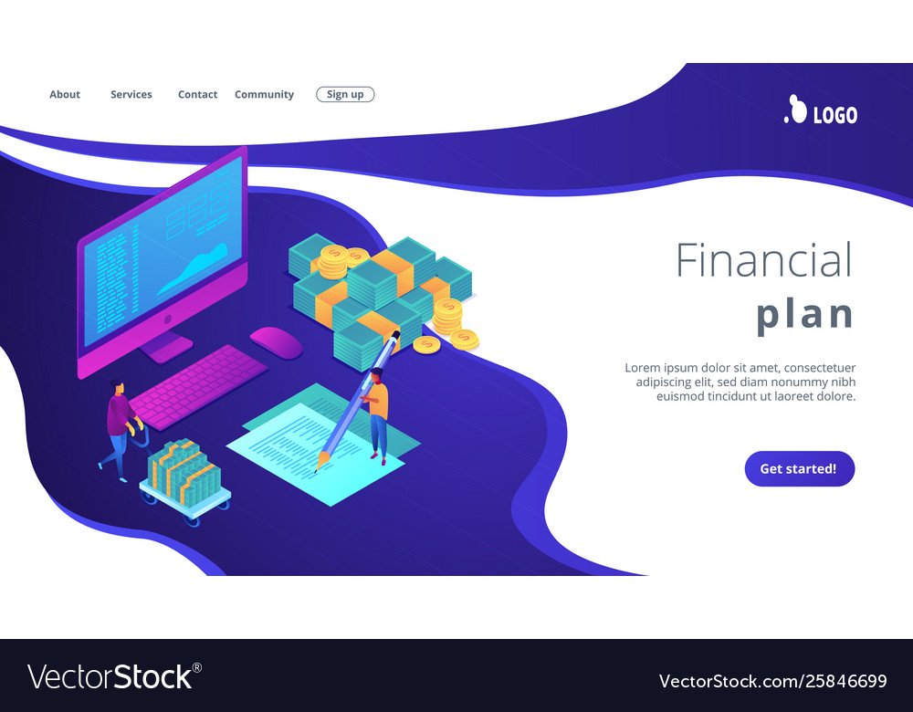 Cash flow statement isometric 3d landing page