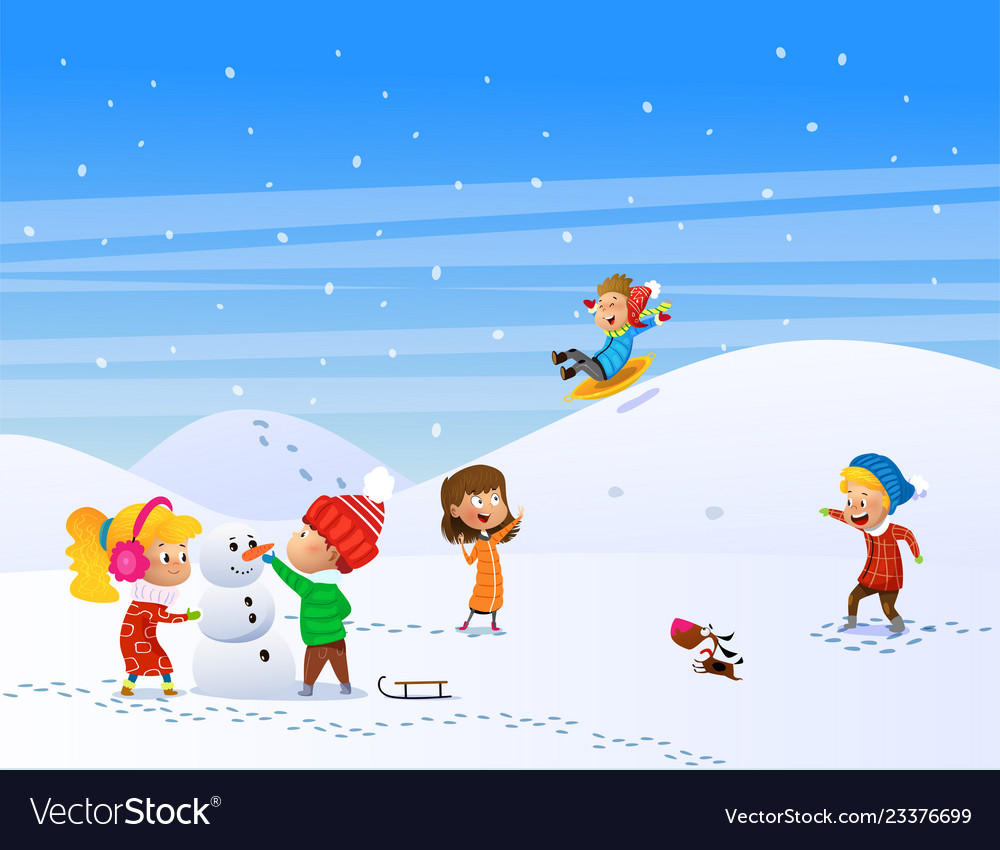 Kinder genießen Winter Snow Fun