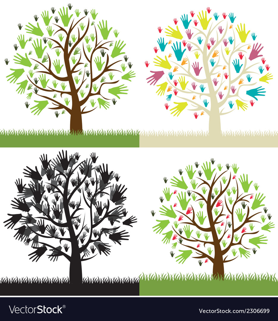 Different types hands tree