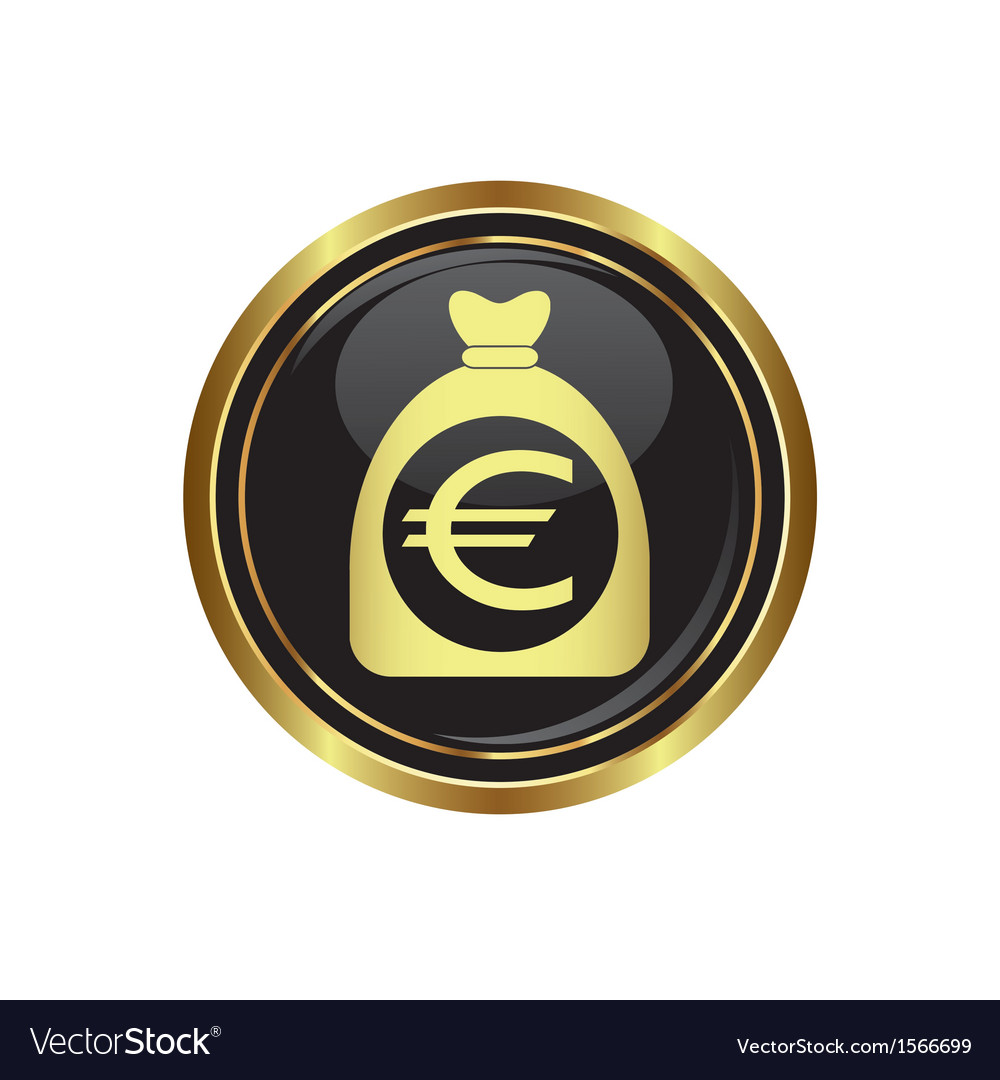 Euro in bag icon button gold copy