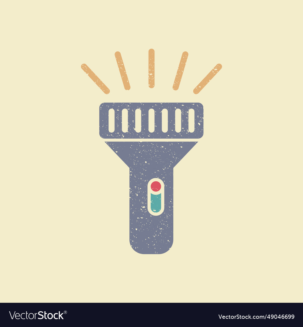 Flashlight icon in retro style simple flat